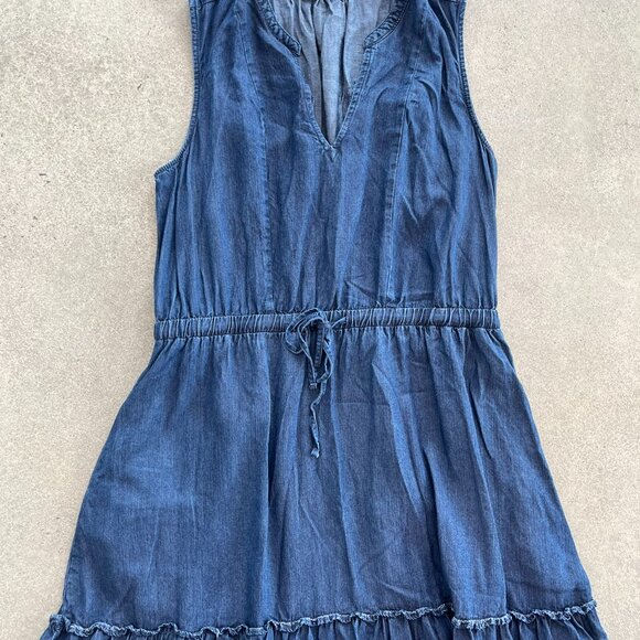 Chaps Denim Midi Dress Size Medium With Pockets - Picture 5 of 5